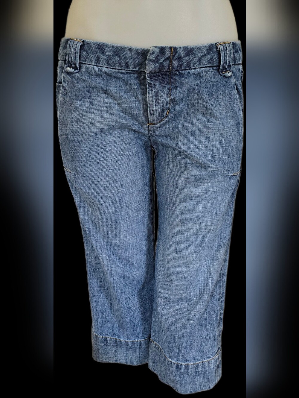 EUC Seven 7 Y2K Gaucho Low Rise Denim Trousers Capri Size 26
